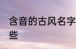 含音的古风名字 含音的古风名字有哪些